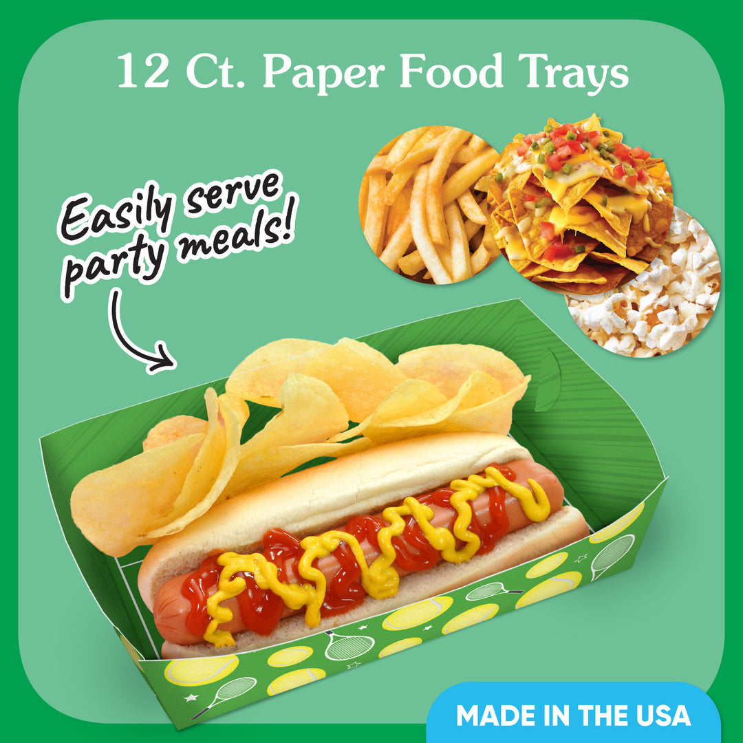 Tennis Party Paper Food Trays - 12 Ct