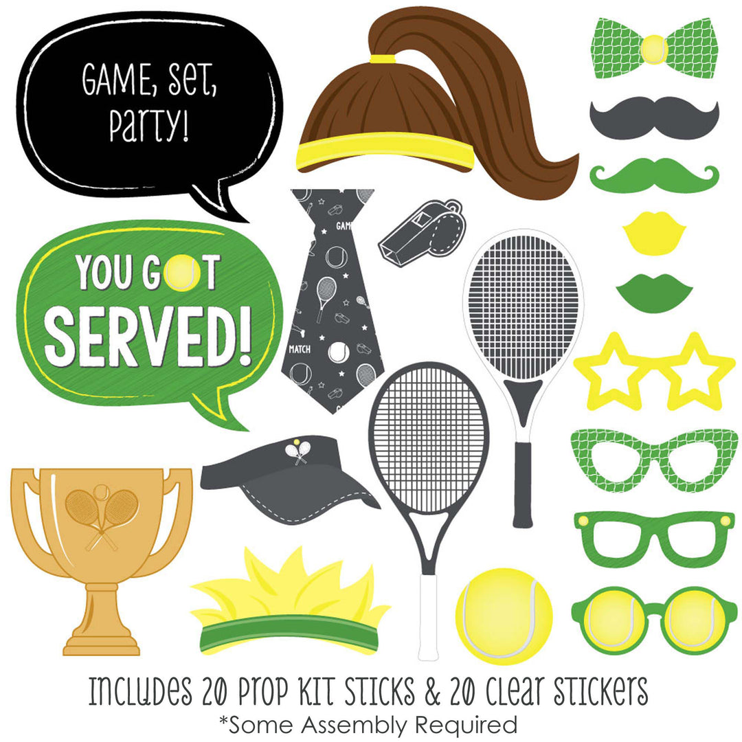 You Got Served - Tennis - Baby Shower or Birthday Party Photo Booth Props Kit - 20 Count
