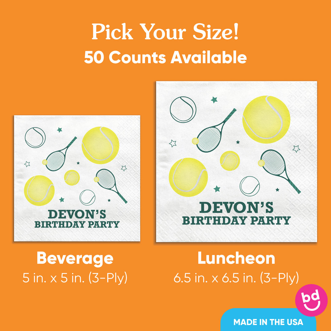Custom Text Napkins - Tennis