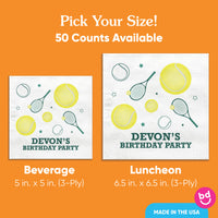 Custom Text Napkins - Tennis