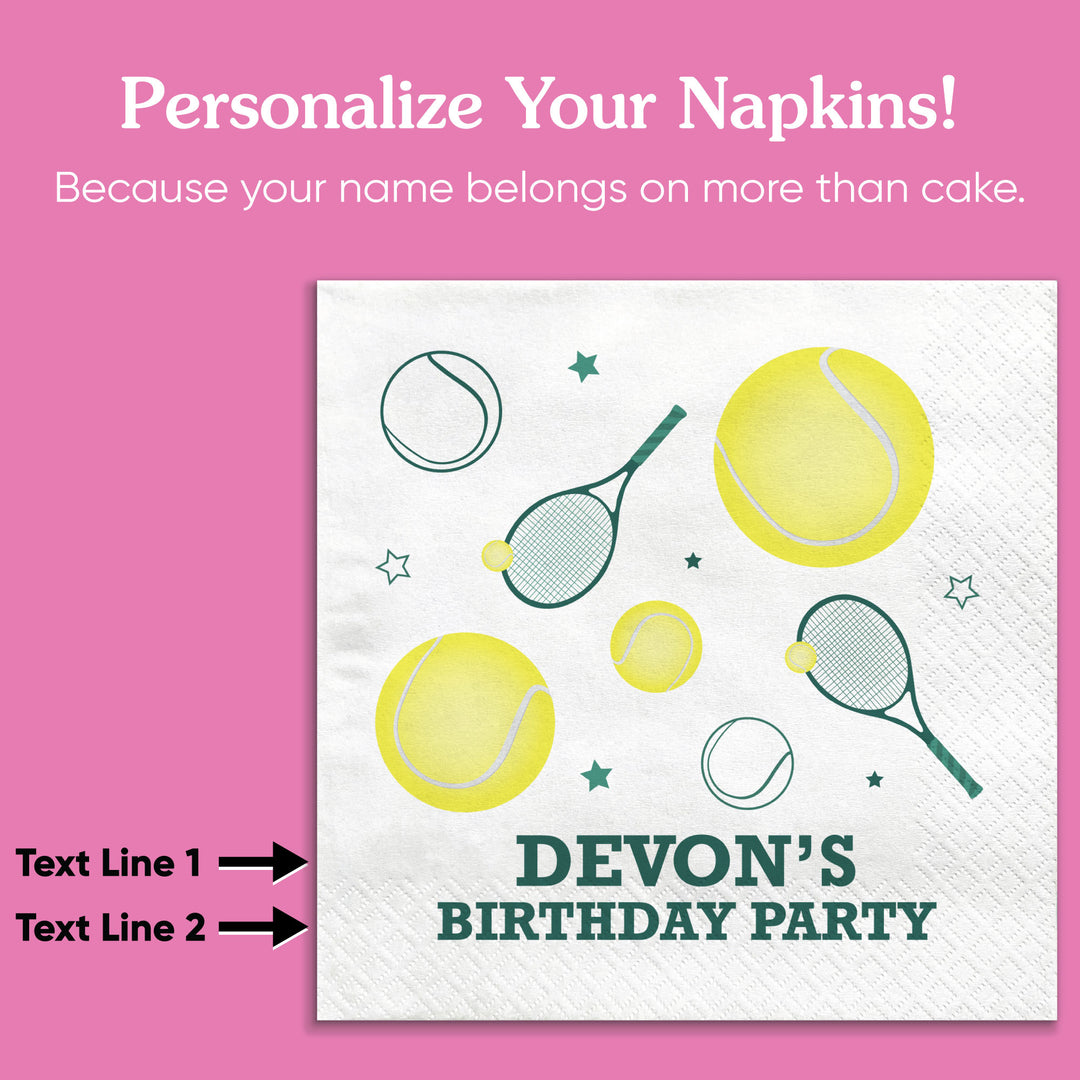 Custom Text Napkins - Tennis