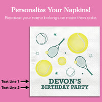 Custom Text Napkins - Tennis