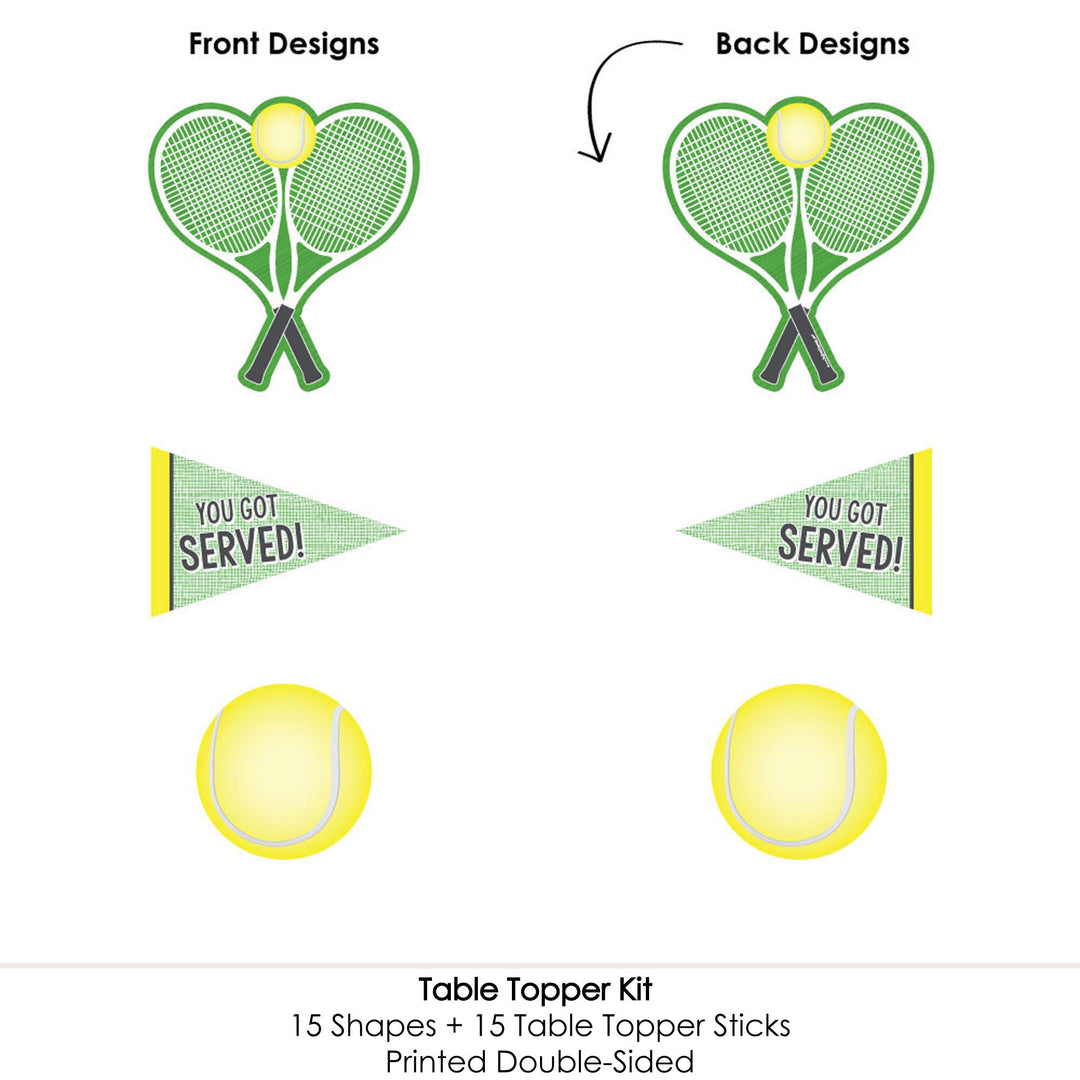 You Got Served - Tennis - Baby Shower or Tennis Ball Birthday Party Centerpiece Sticks - Table Toppers - Set of 15