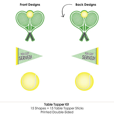 You Got Served - Tennis - Baby Shower or Tennis Ball Birthday Party Centerpiece Sticks - Table Toppers - Set of 15