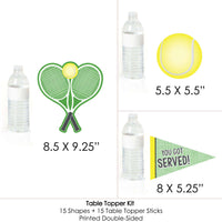You Got Served - Tennis - Baby Shower or Tennis Ball Birthday Party Centerpiece Sticks - Table Toppers - Set of 15