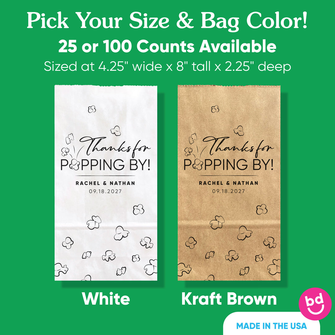 Custom Text Popcorn Bags - Thanks For Popping By