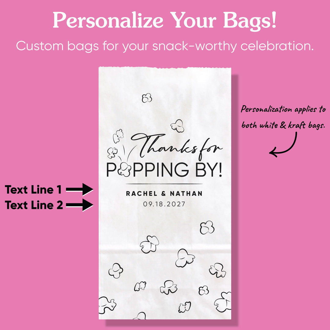 Custom Text Popcorn Bags - Thanks For Popping By