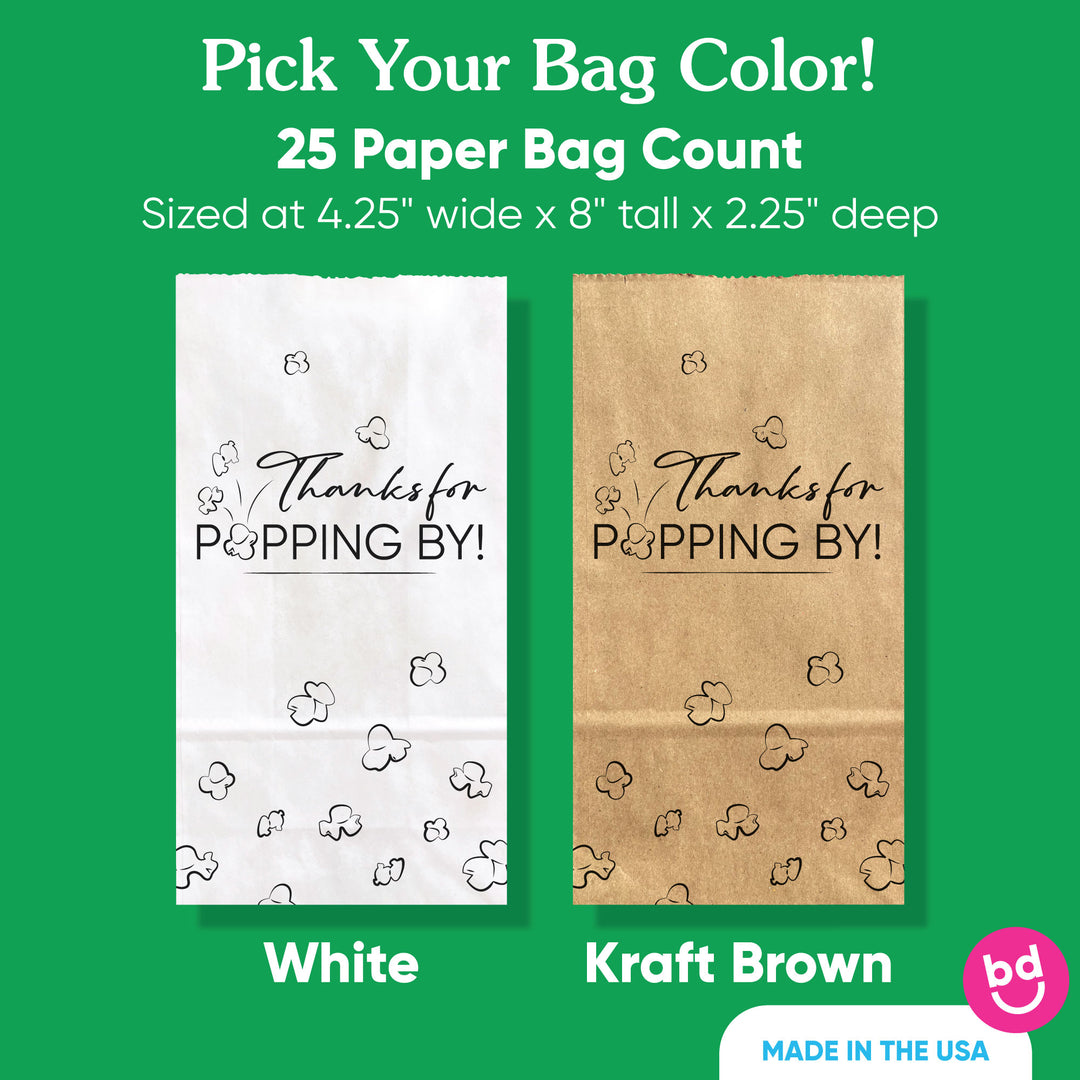 Popcorn Bags - Thanks For Popping By - 25 Ct