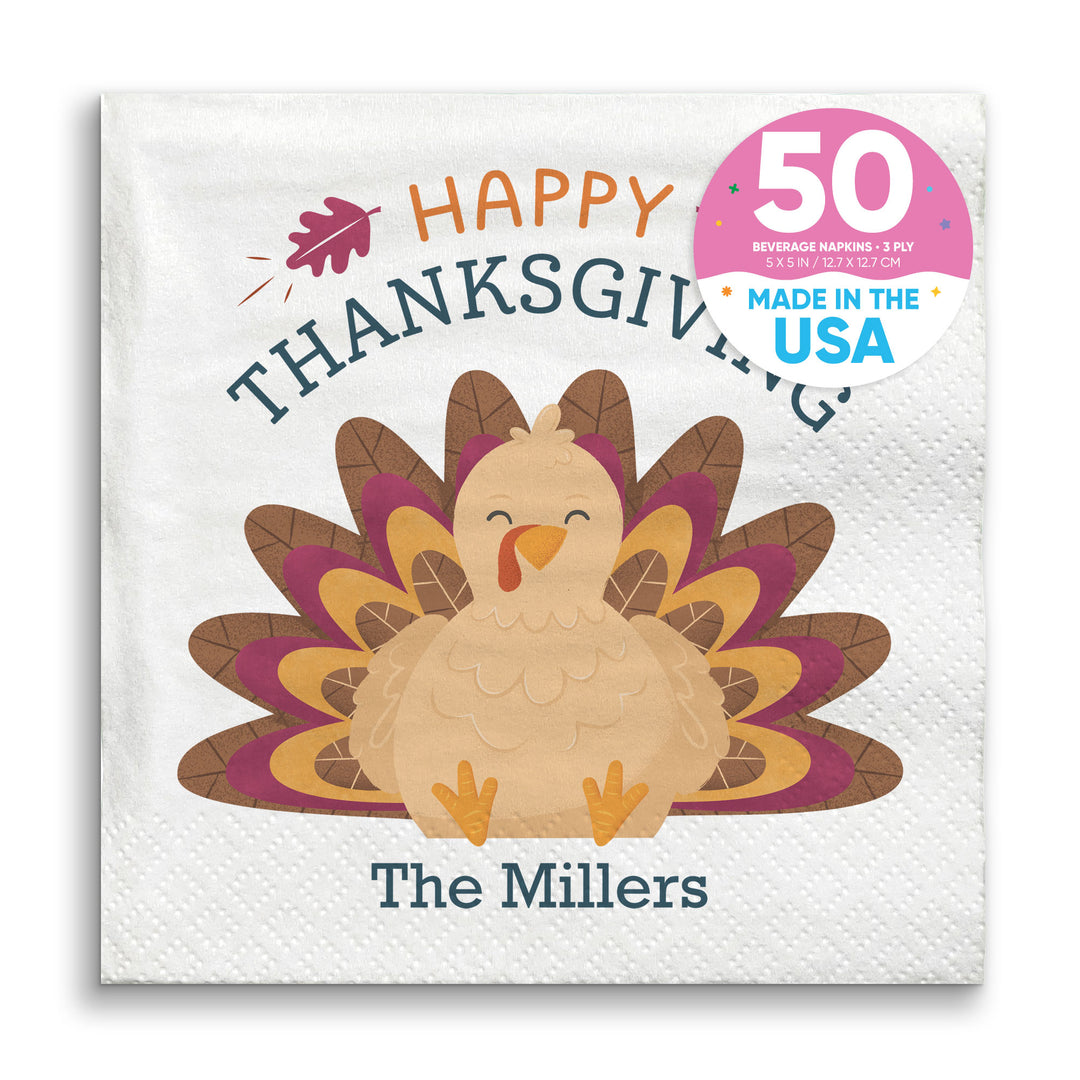 Custom Text Napkins - Thanksgiving Turkey
