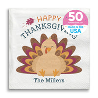 Custom Text Napkins - Thanksgiving Turkey