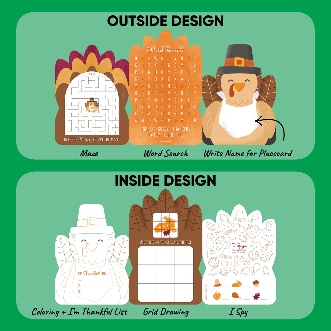 Thanksgiving Turkey Activity Books - 10 Ct