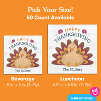 Custom Text Napkins - Thanksgiving Turkey