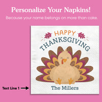 Custom Text Napkins - Thanksgiving Turkey