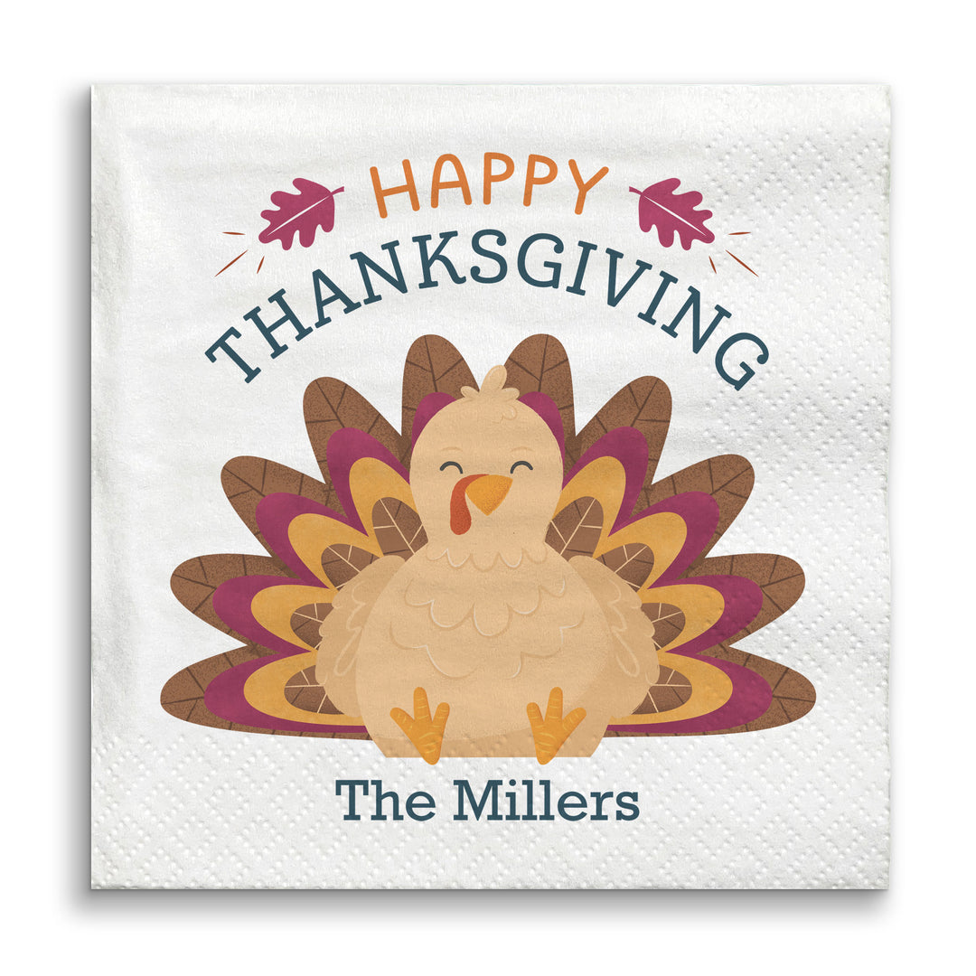 Custom Text Napkins - Thanksgiving Turkey