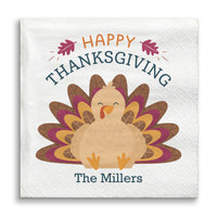 Custom Text Napkins - Thanksgiving Turkey