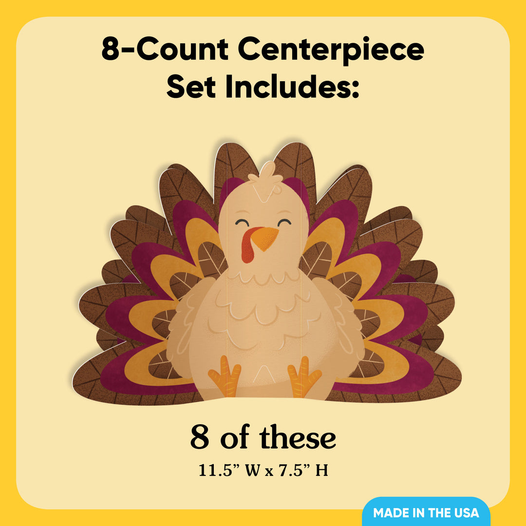 Thanksgiving Turkey 3D Centerpieces - 8 Ct