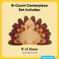 Thanksgiving Turkey 3D Centerpieces - 8 Ct