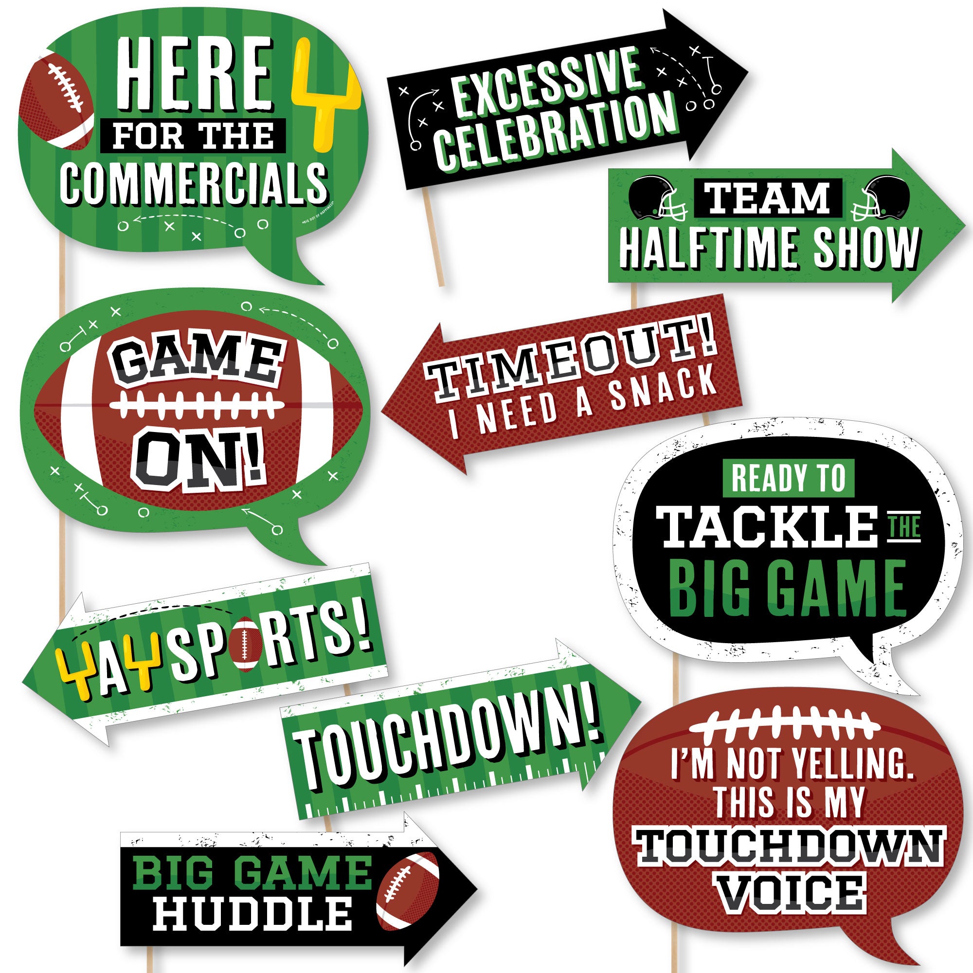 Funny The Big Game - Football Party Photo Booth Props Kit - 10 Piece ...