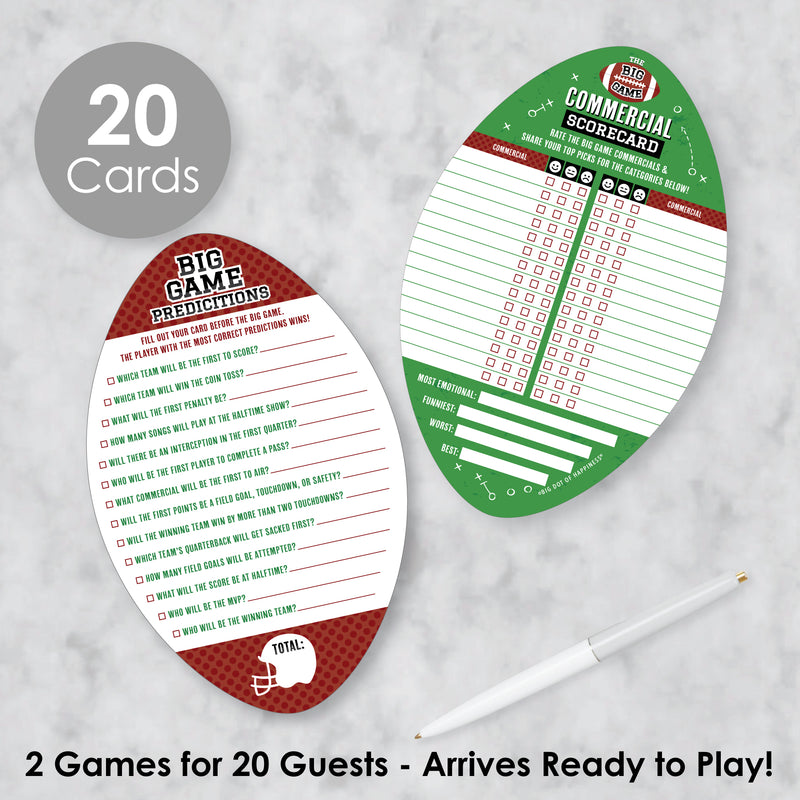 The Big Game - 2-in-1 Football Party Cards - Activity Duo Games - Set of 20