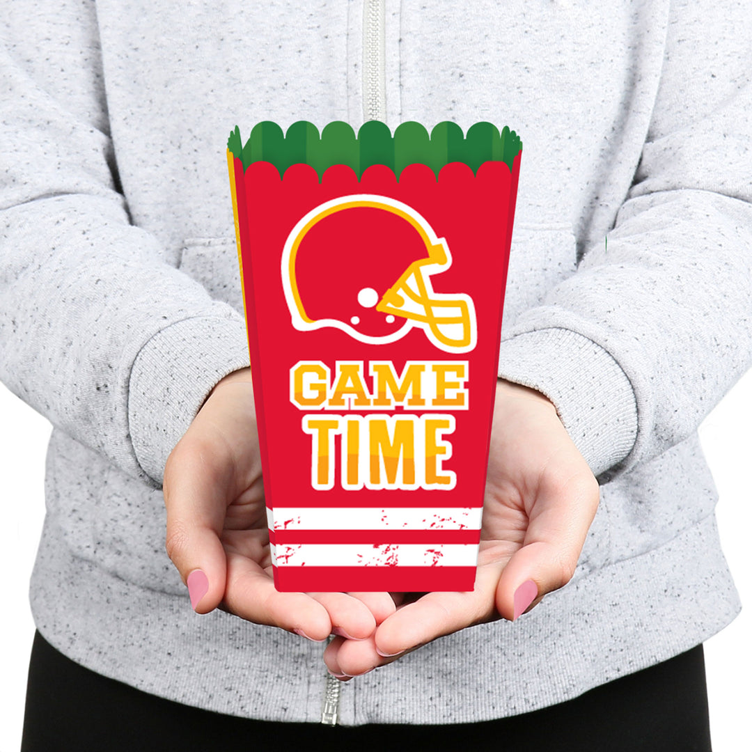 The Big Game - Red and Yellow - Football Party Favor Popcorn Treat Boxes - Set of 12