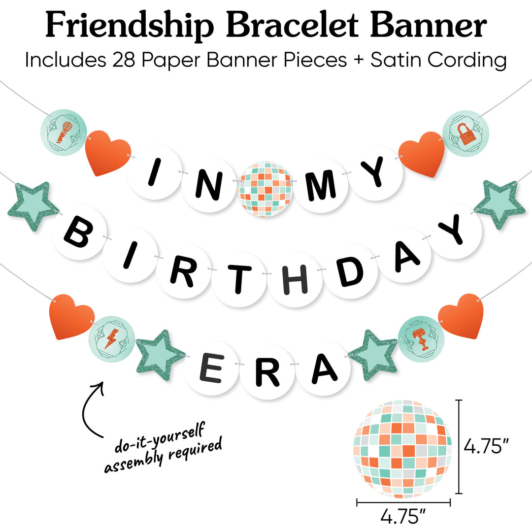 28-piece cardstock banner kit with satin cording, 4.75-inch panels