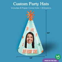 Mint green cardstock cone party hat with elastic string