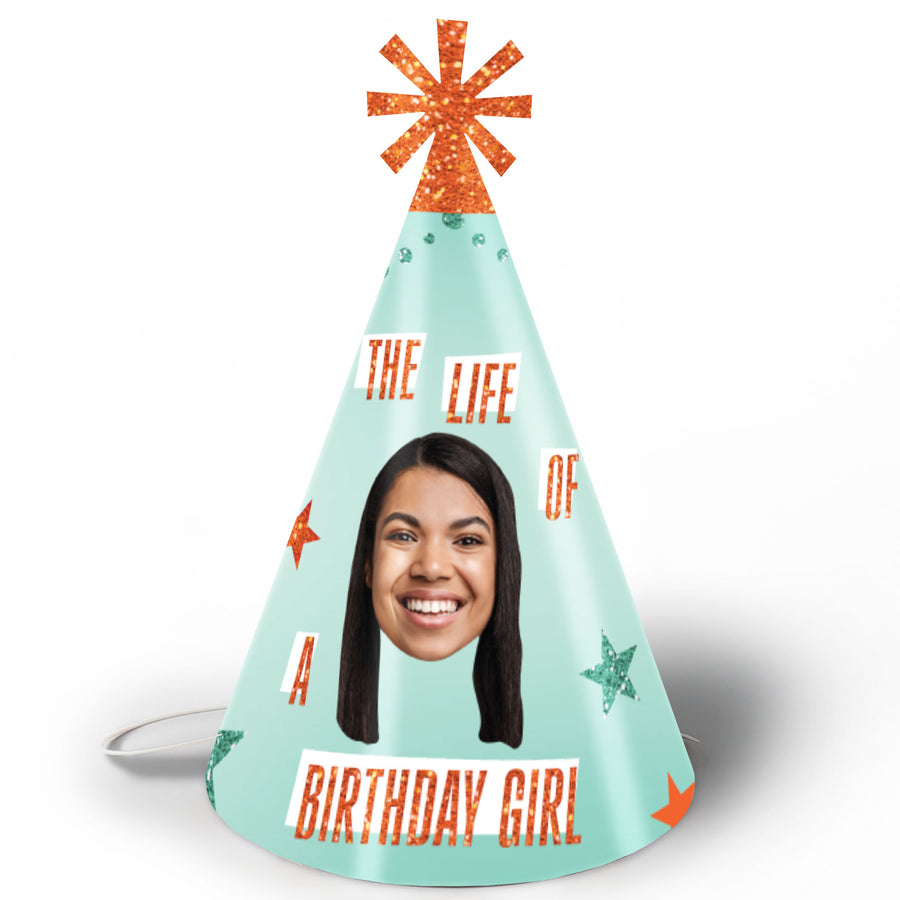 Custom The Life of a Birthday Girl showgirl cone hats set of 8