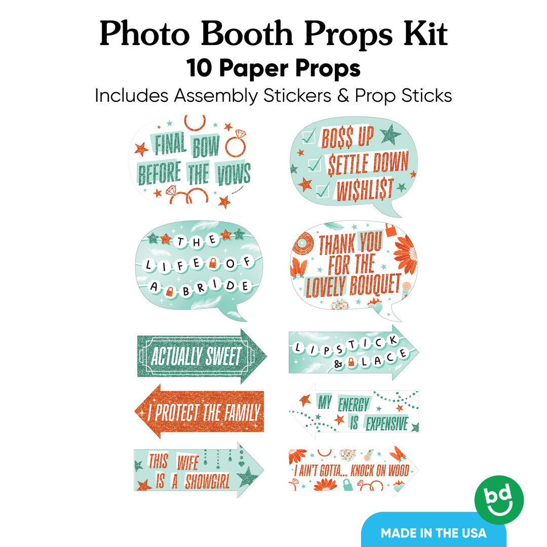 10 piece bridal showgirl photo booth prop set
