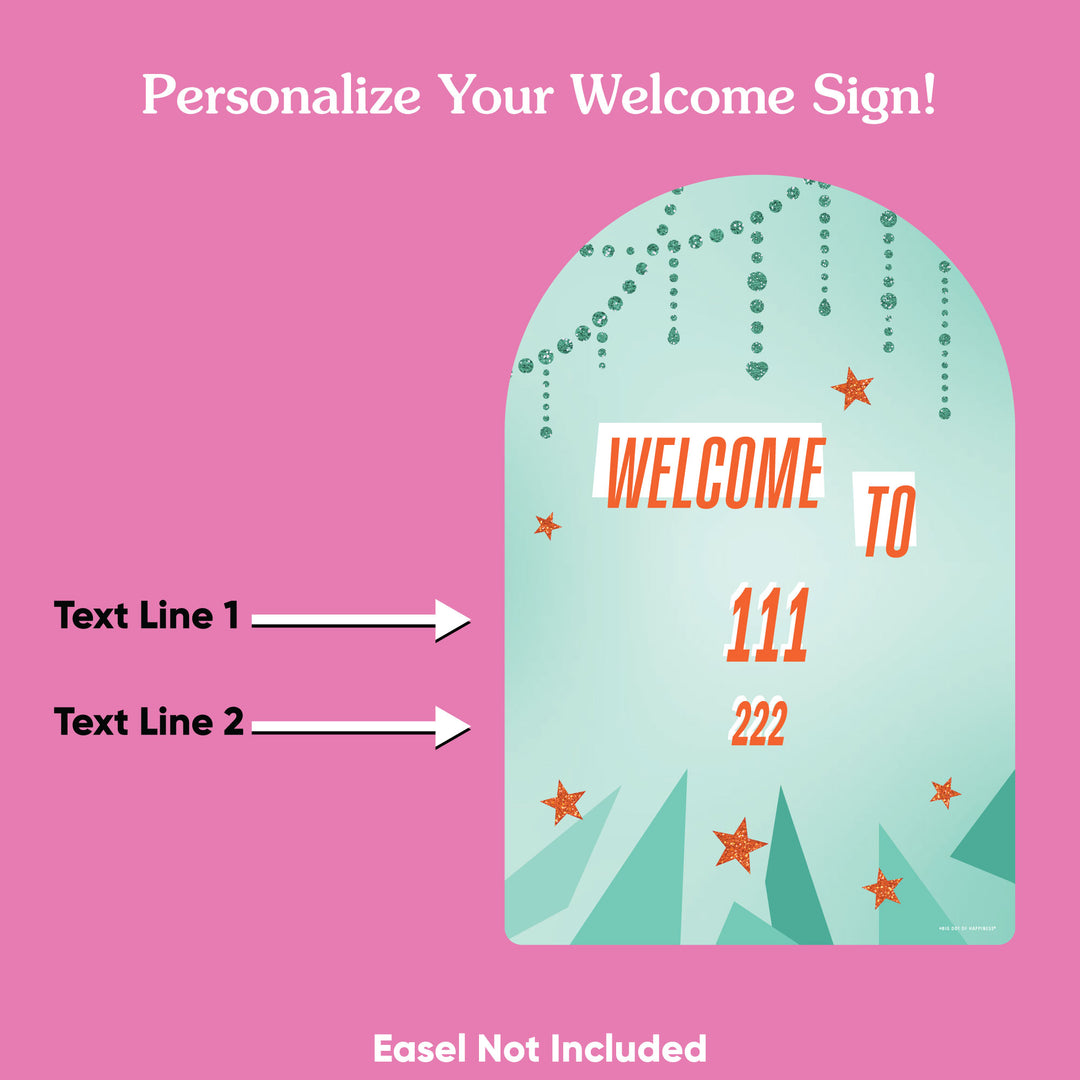 Personalized bride name welcome sign in mint and orange