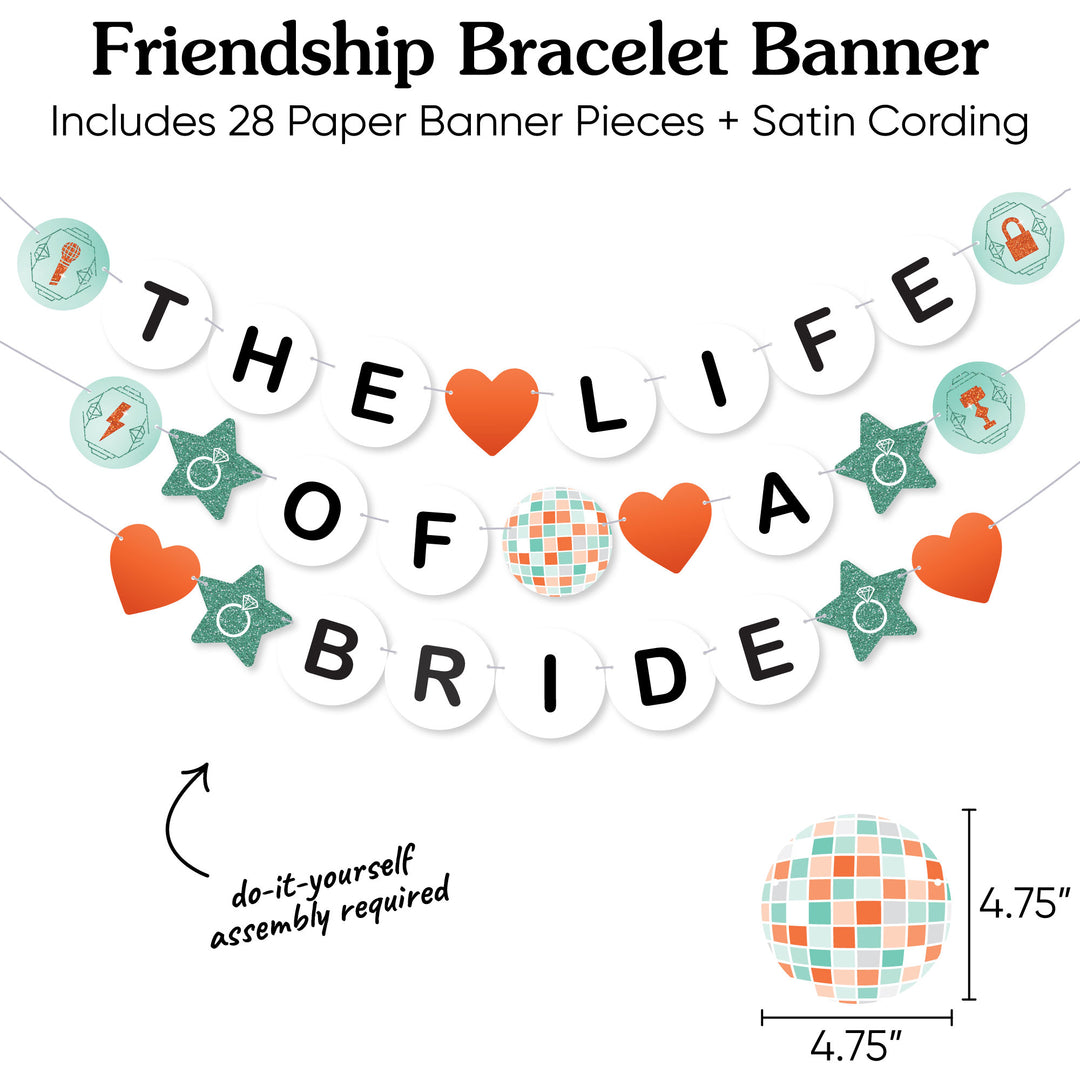 28-piece cardstock bridal banner kit with satin cording, 4.75-inch circles