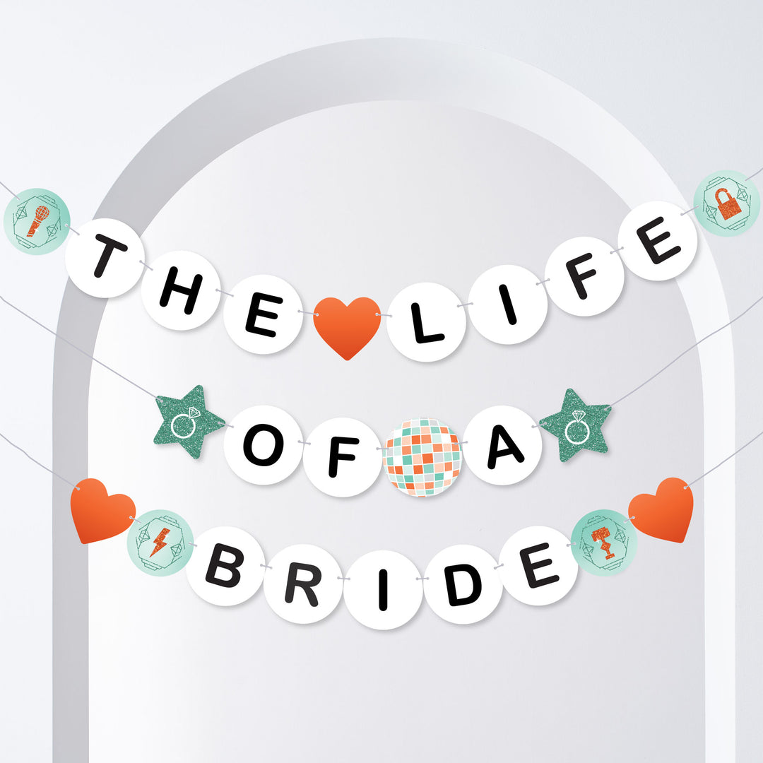 The Life of a Bride friendship bracelet banner for bachelorette party