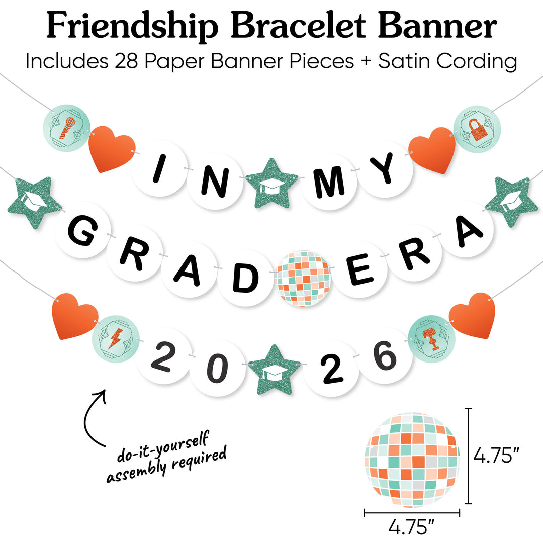 28-piece grad banner kit with satin cording, 4.75-inch cardstock panels