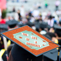 Showgirl graduation cap cover worn at ceremony