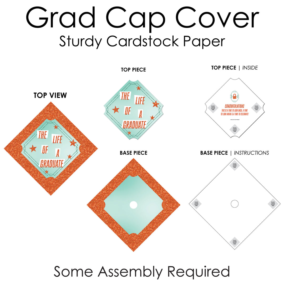 Grad cap cover kit with top piece and base piece