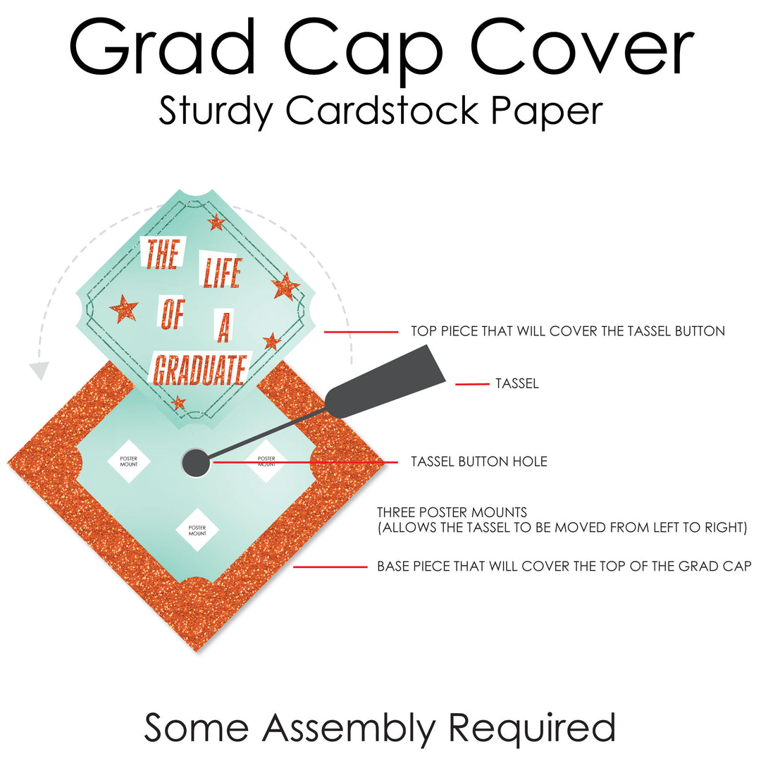 Grad cap cover kit with top piece and base piece
