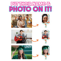 Promotional graphic for customizable photo products with text 'Put Their Name & Photo On It!' and examples of personalized items.