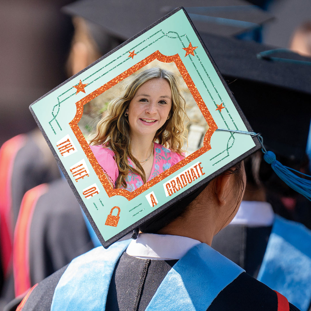 Layered cardstock custom photo graduation cap cover