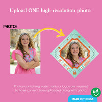 Personalized graduation cap topper with uploaded photo