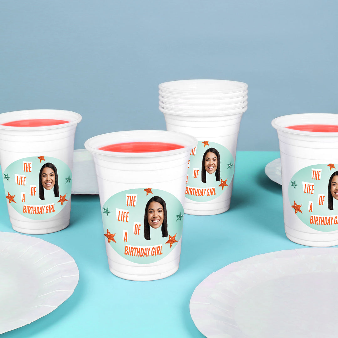 Personalized showgirl cup with custom photo waterproof sticker