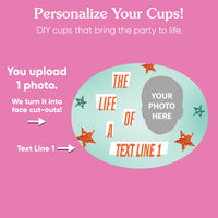 White 16 oz plastic cup with curved custom sticker