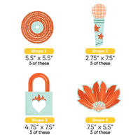 20 piece showgirl decoration kit with four coordinating shapes