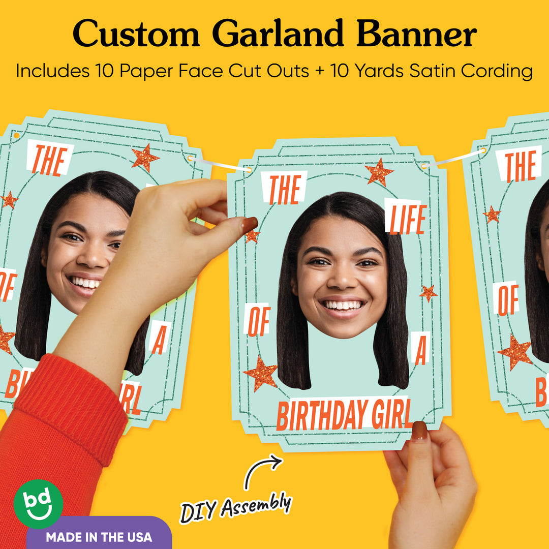 One-sided cardstock custom face banner with satin cording