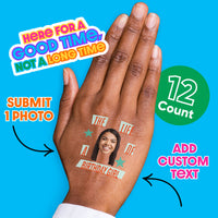 Set of 12 custom photo temporary tattoos