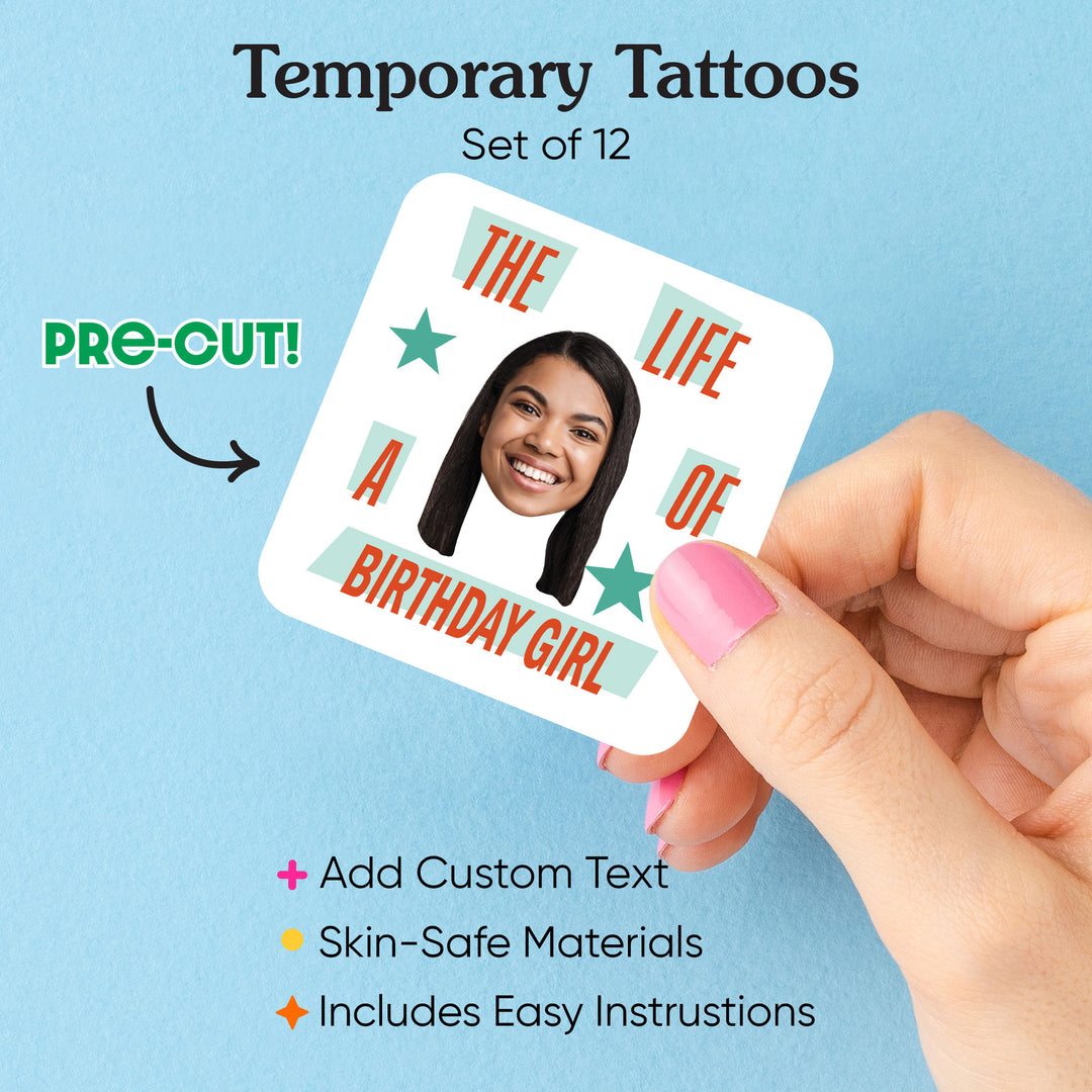 Pre-cut custom showgirl photo tattoo sheet