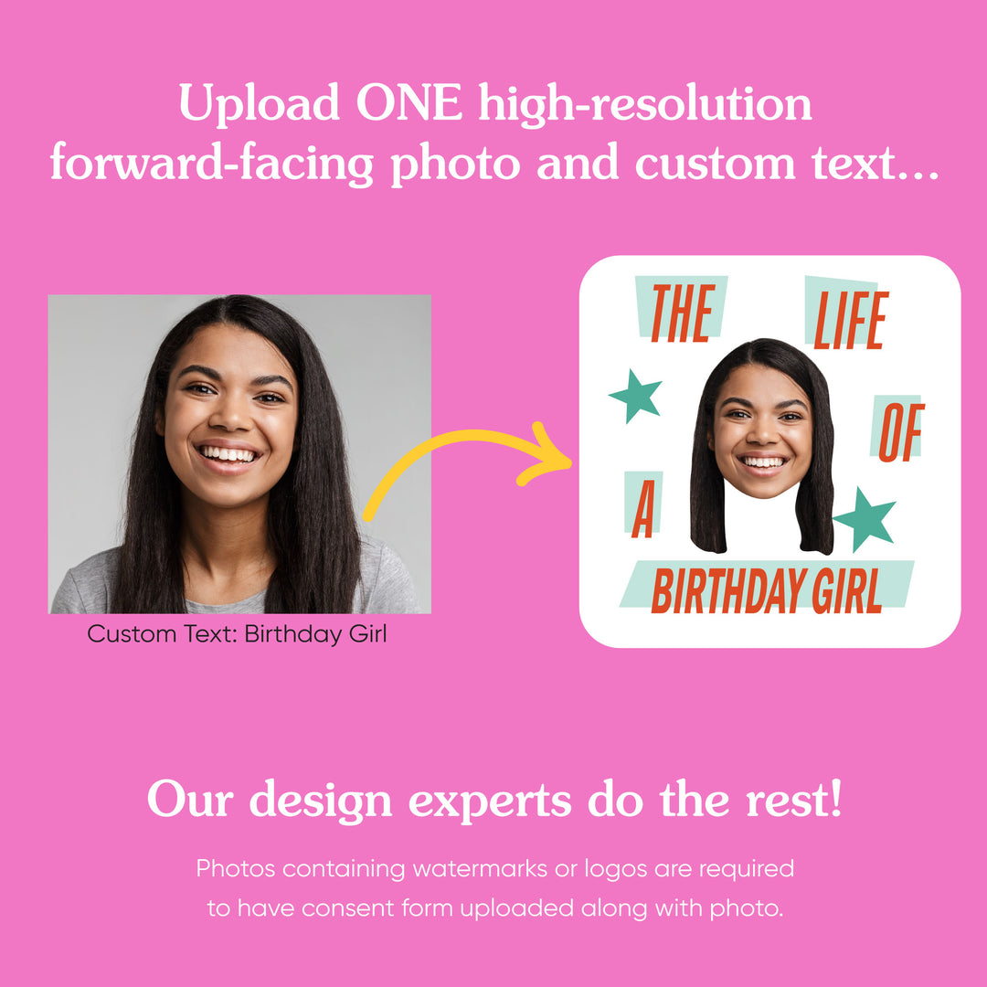 Personalized face temporary tattoo with mint and orange design