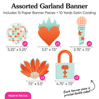 15 piece showgirl banner set with white satin cording included