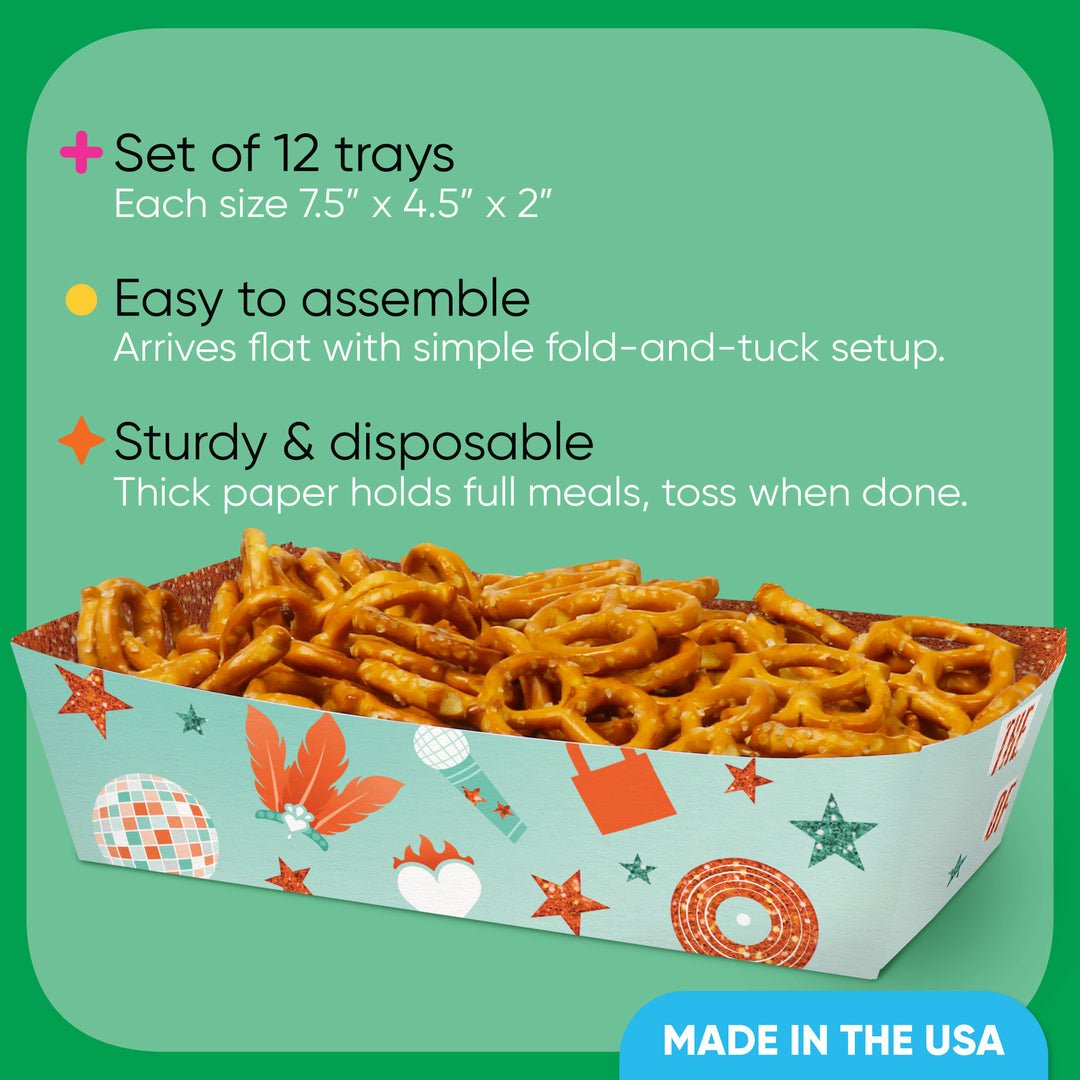 Mint and orange showgirl snack tray with disco artwork