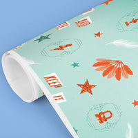 Showgirl gift wrap with disco balls, feather fans and glitter-look stars