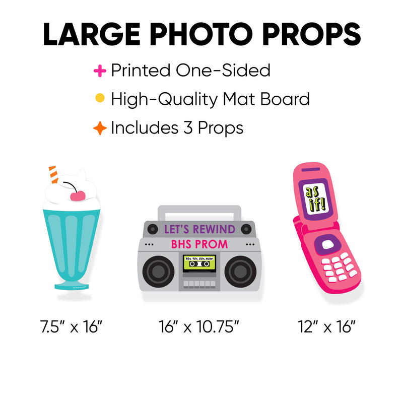Custom Through the Decades - Milkshake, Flip Phone, and Boom Box Decorations - 50s, 60s, 70s, 80s, and 90s Party Large Photo Props - 3 Pc