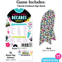 Through the Decades What's Your Name Party Game